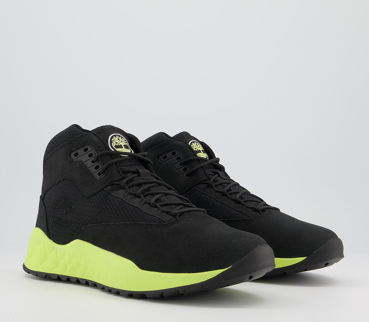 TimberlandSolar Wave Mid TrainersBlack Nubuck And Lime