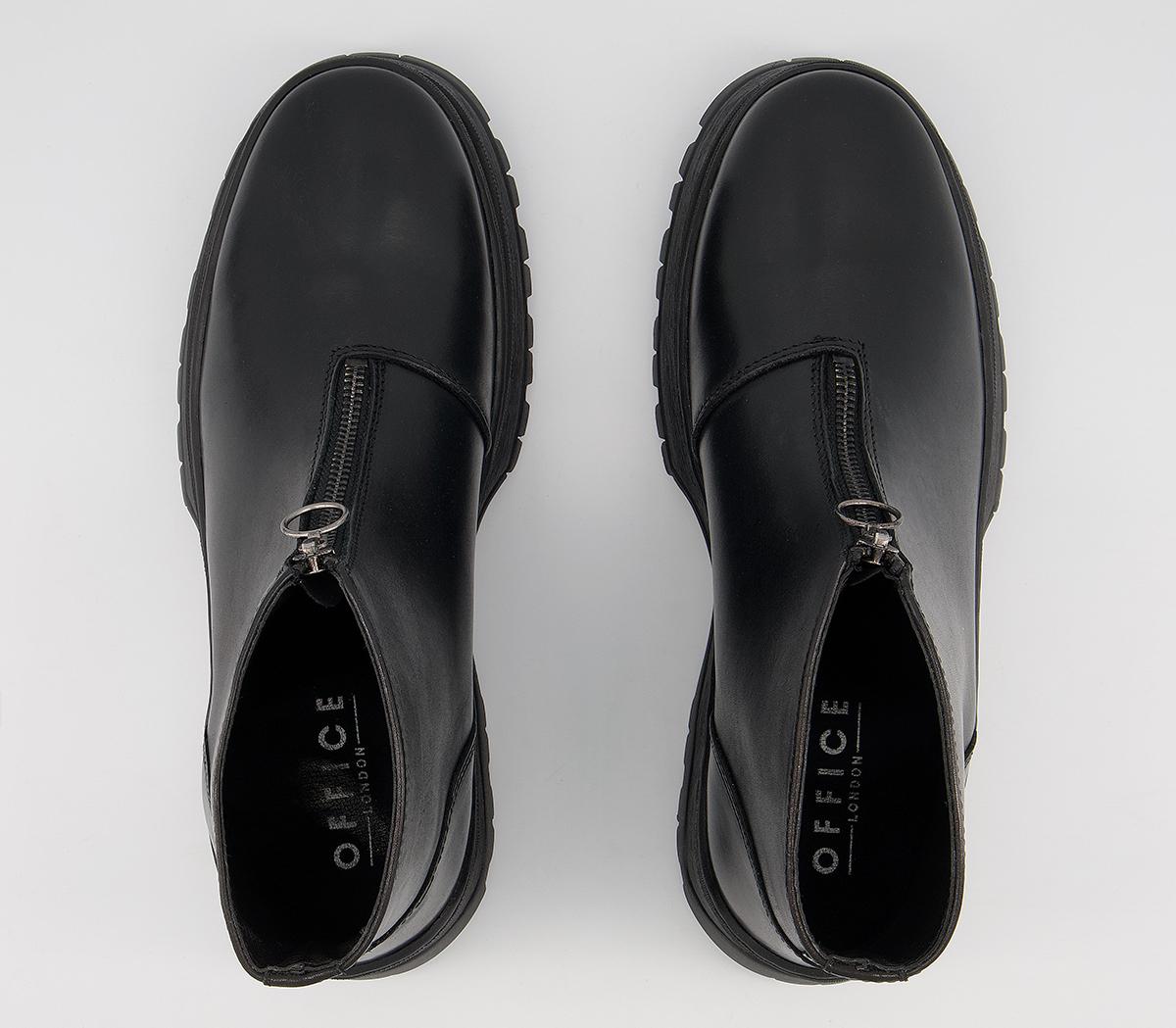 Office Benedict Front Zip Boots Office Benedict Front Zip Boots Black Leather