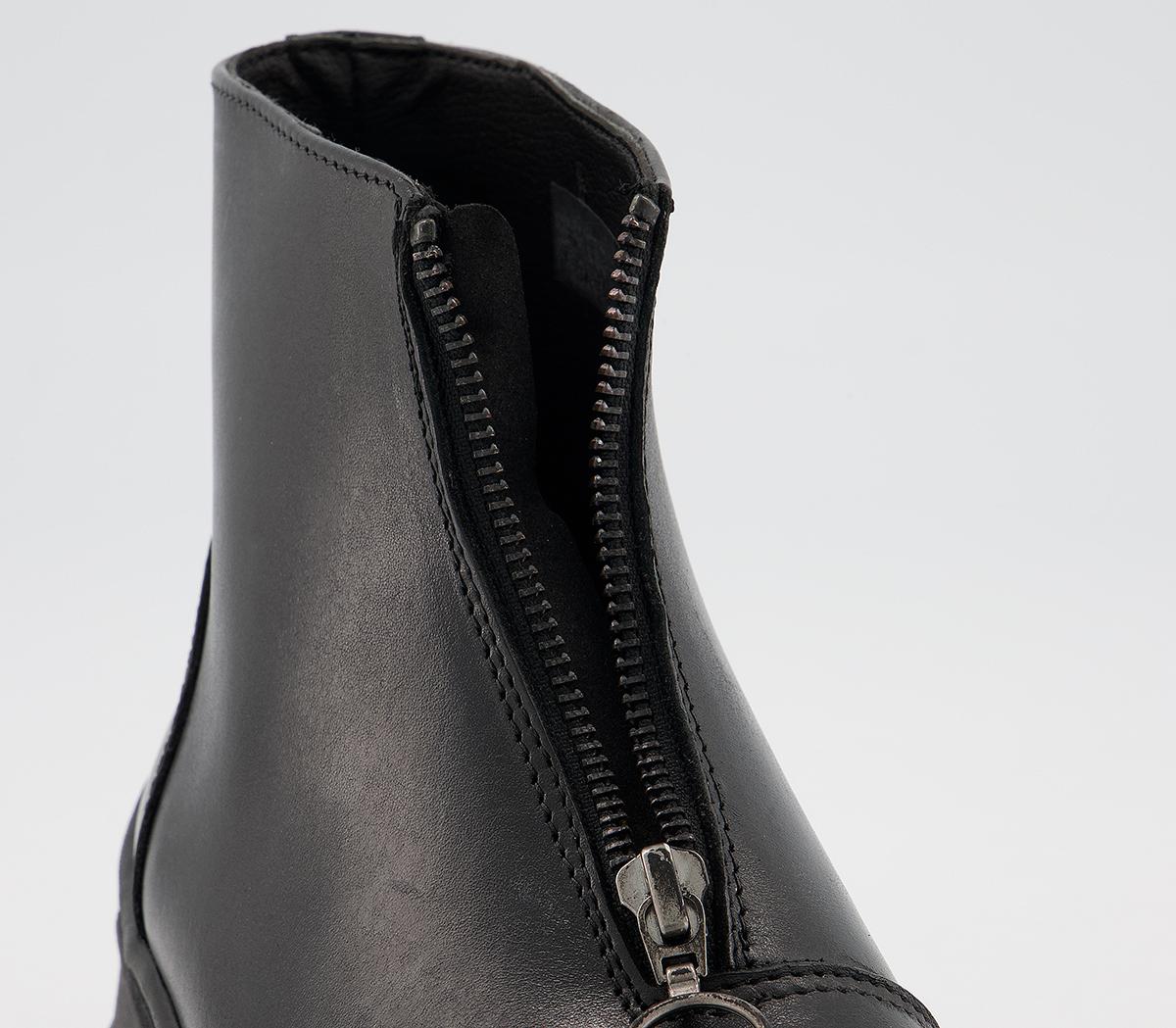 Office Benedict Front Zip Boots Office Benedict Front Zip Boots Black Leather