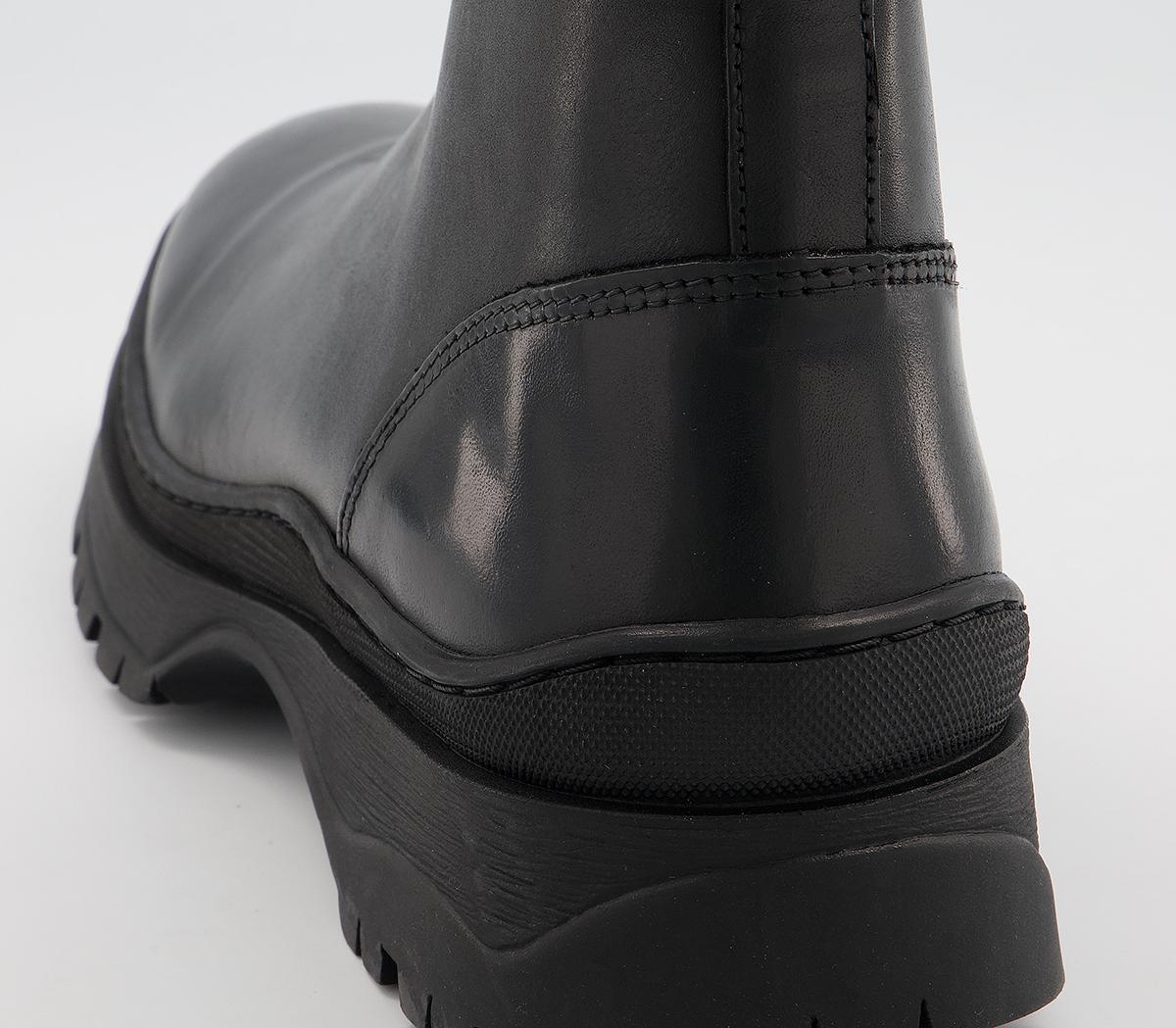 Office Benedict Front Zip Boots Office Benedict Front Zip Boots Black Leather