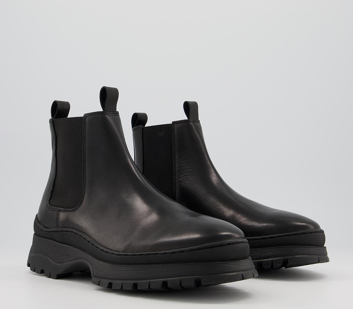 OFFICE Benjamin Heavy Chelsea Boots Black Leather - Mens