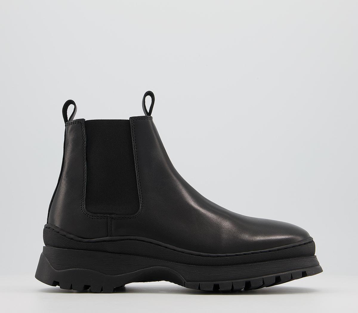 Office Benjamin Heavy Chelsea Boots Black Leather - Mens