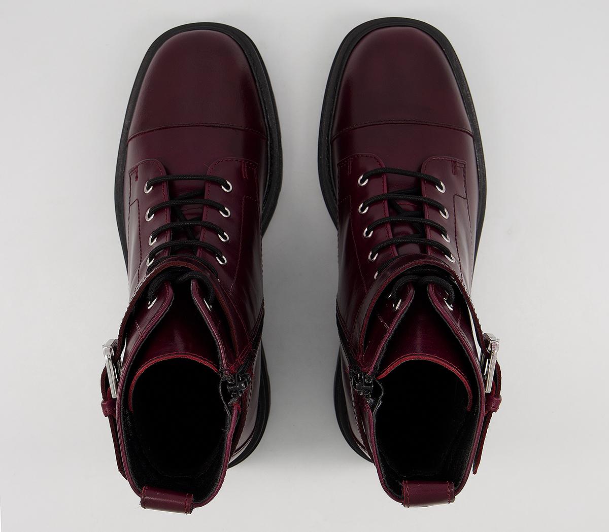 OFFICEAccurate Chunky Lace Up BootsBurgundy Leather