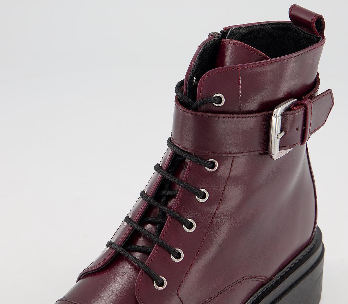 OFFICEAccurate Chunky Lace Up BootsBurgundy Leather