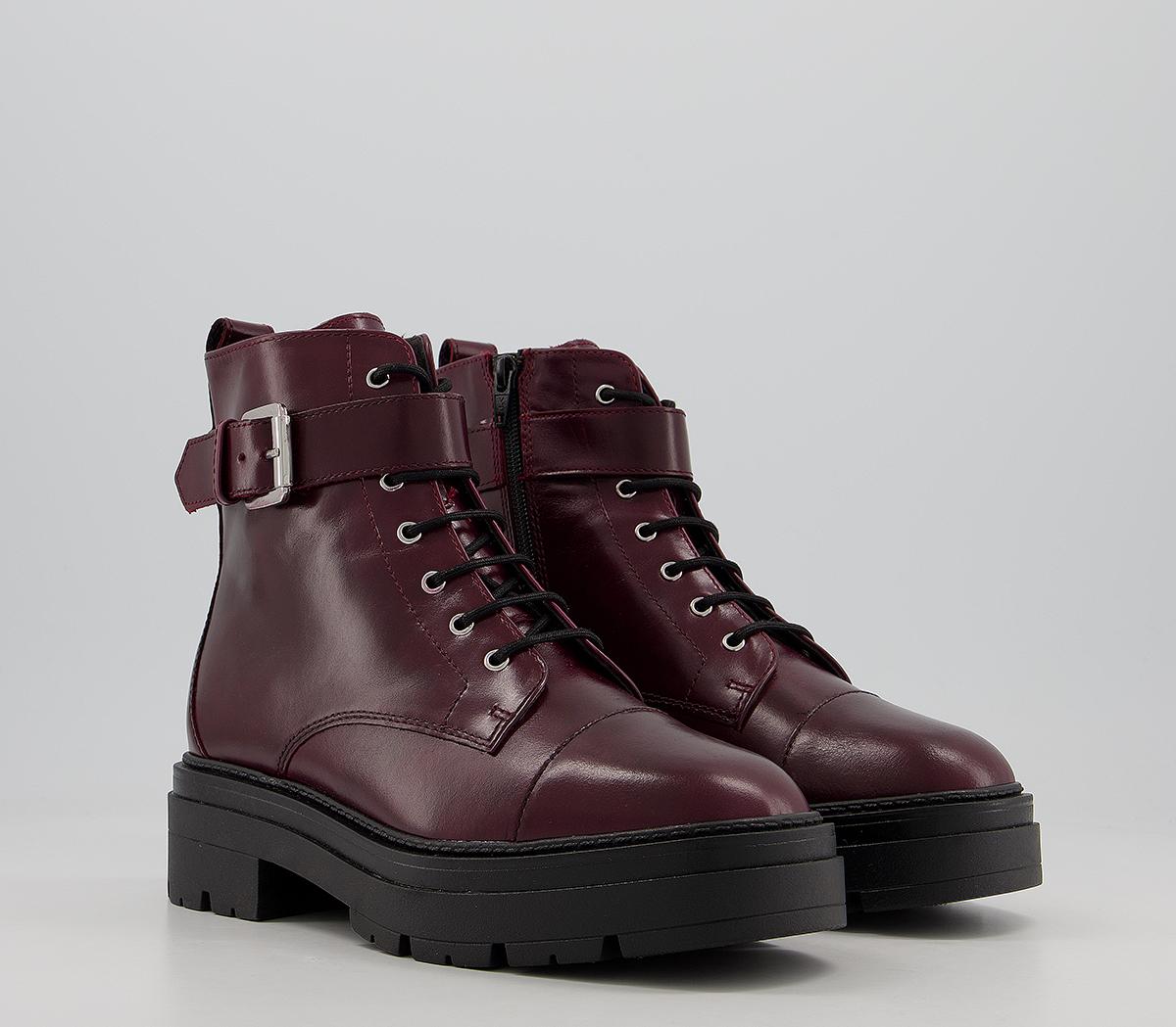 OFFICEAccurate Chunky Lace Up BootsBurgundy Leather