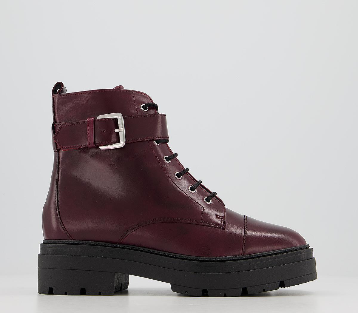 OFFICEAccurate Chunky Lace Up BootsBurgundy Leather