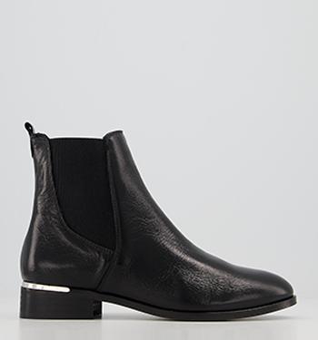 OFFICE Anika Smart Chelsea Boots With Metal Clip Black Leather