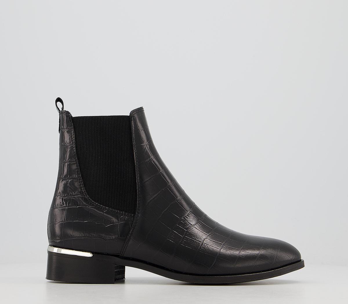 OFFICEAnika Smart Chelsea Boots With Metal ClipBlack Croc Leather
