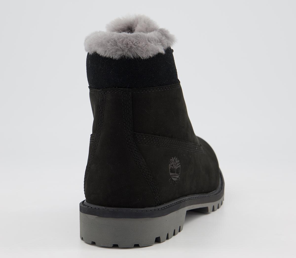 Timberland 6 Inch Fur Lined Junior Boots Timberland 6 Inch Fur Lined Junior Boots Black