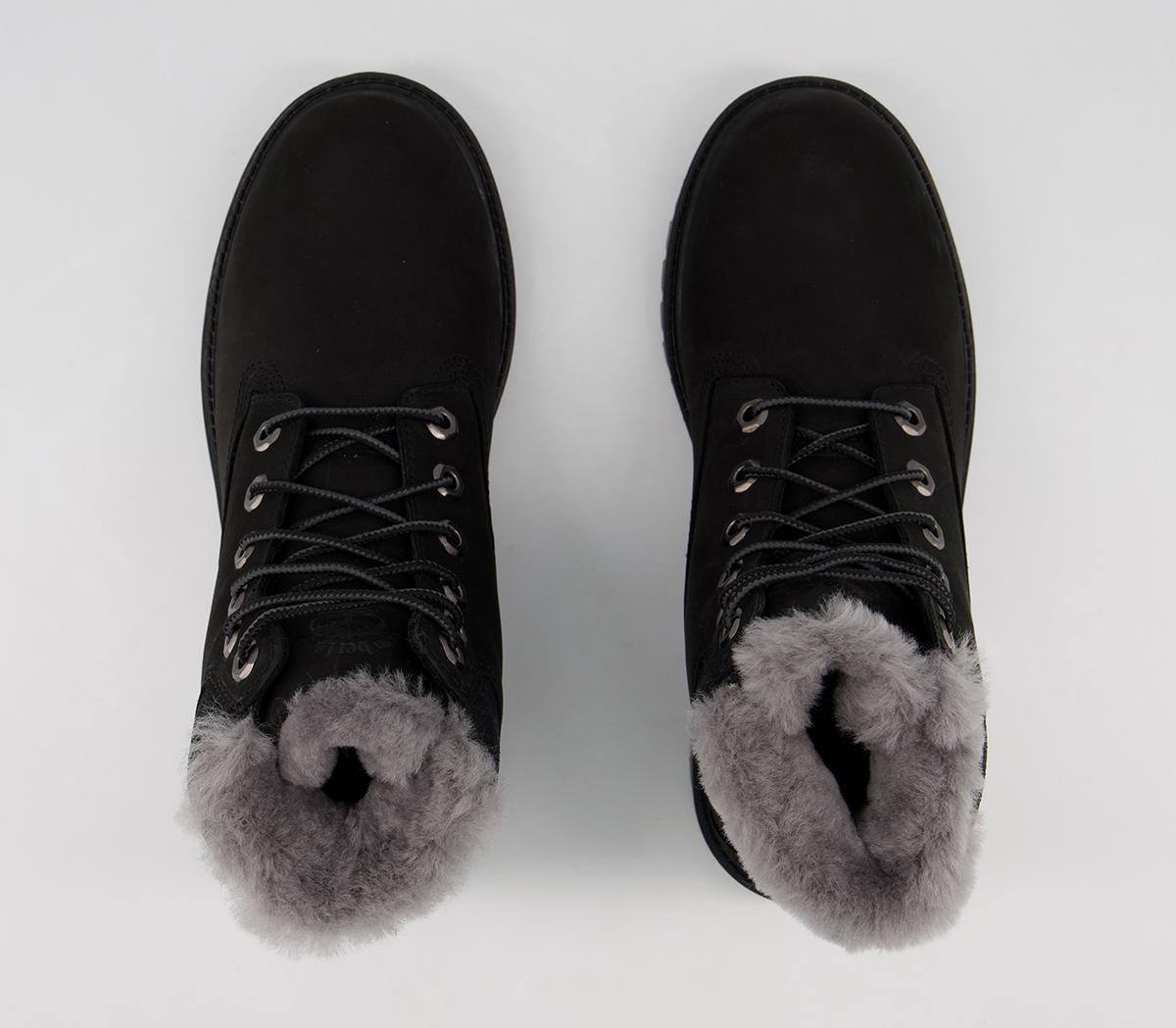 Timberland 6 Inch Fur Lined Junior Boots Timberland 6 Inch Fur Lined Junior Boots Black