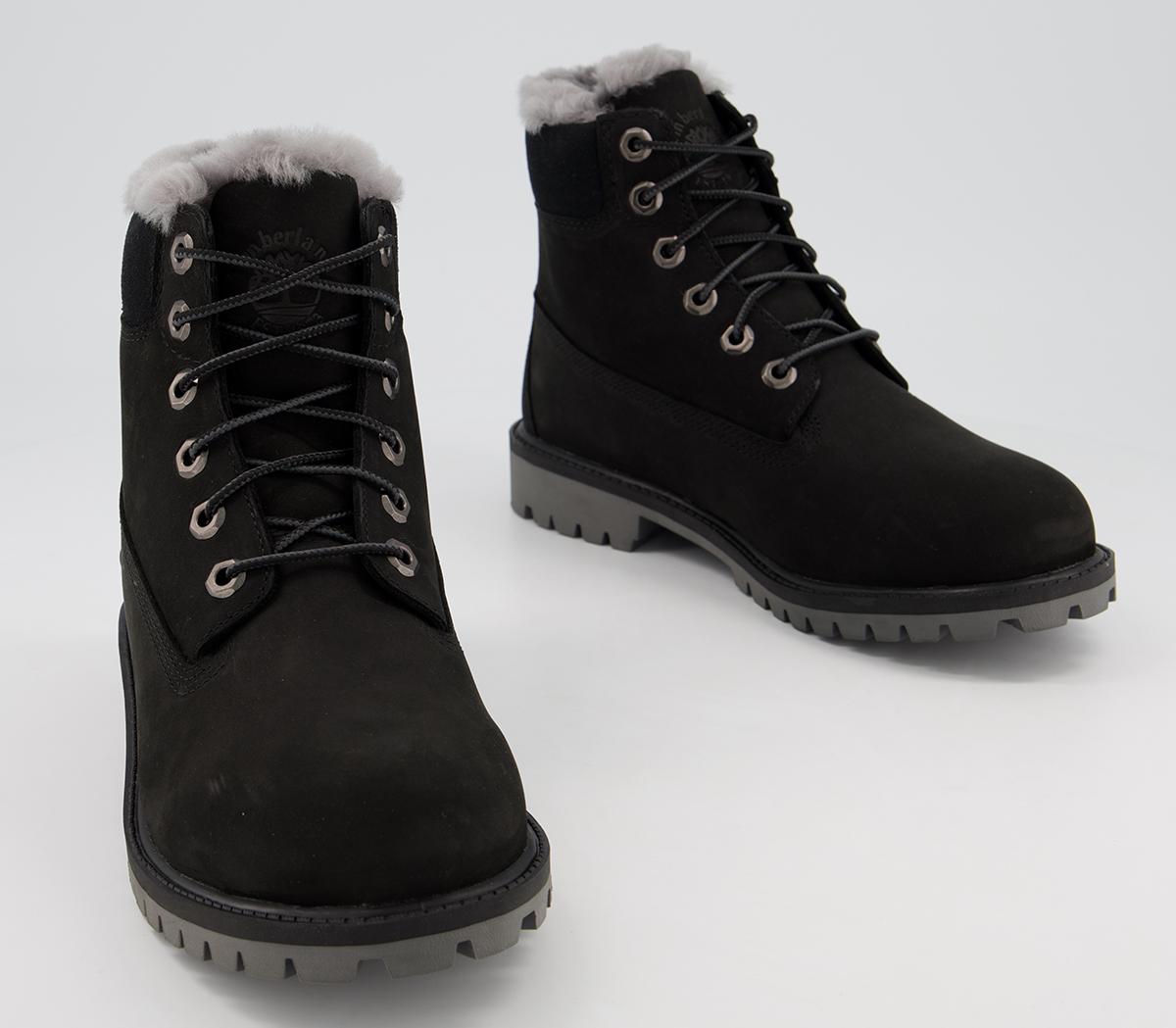 Timberland 6 Inch Fur Lined Junior Boots Timberland 6 Inch Fur Lined Junior Boots Black