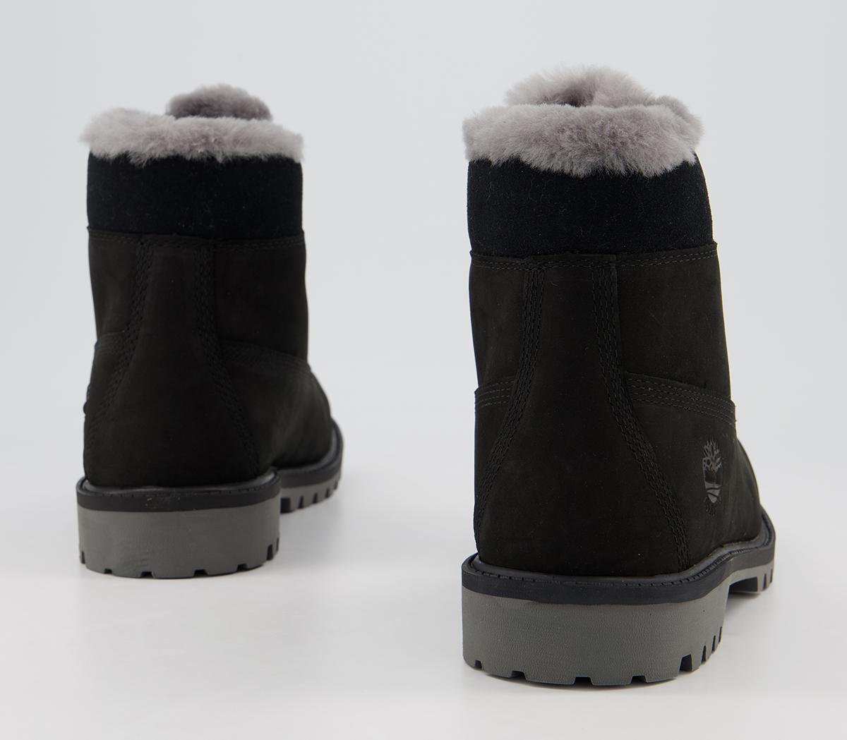 Timberland 6 Inch Fur Lined Junior Boots Timberland 6 Inch Fur Lined Junior Boots Black