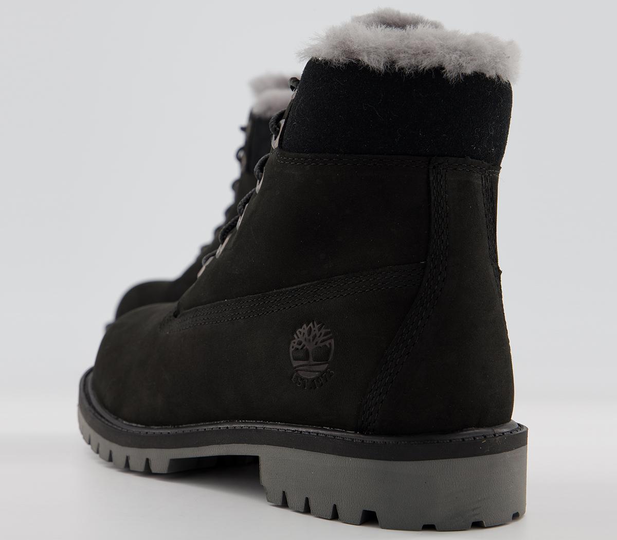 Timberland 6 Inch Fur Lined Junior Boots Timberland 6 Inch Fur Lined Junior Boots Black