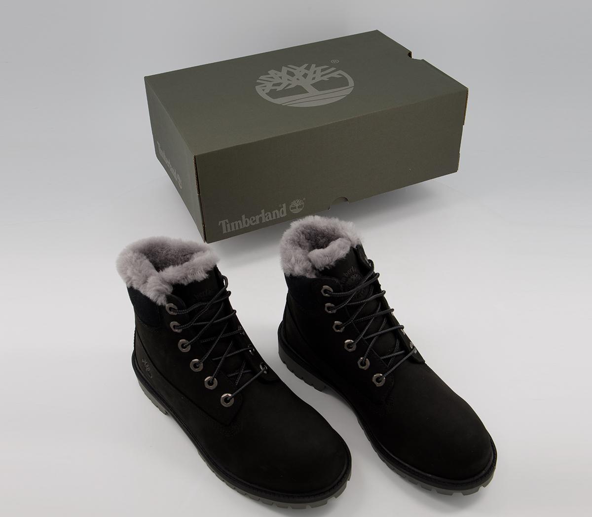 Timberland 6 Inch Fur Lined Junior Boots Timberland 6 Inch Fur Lined Junior Boots Black