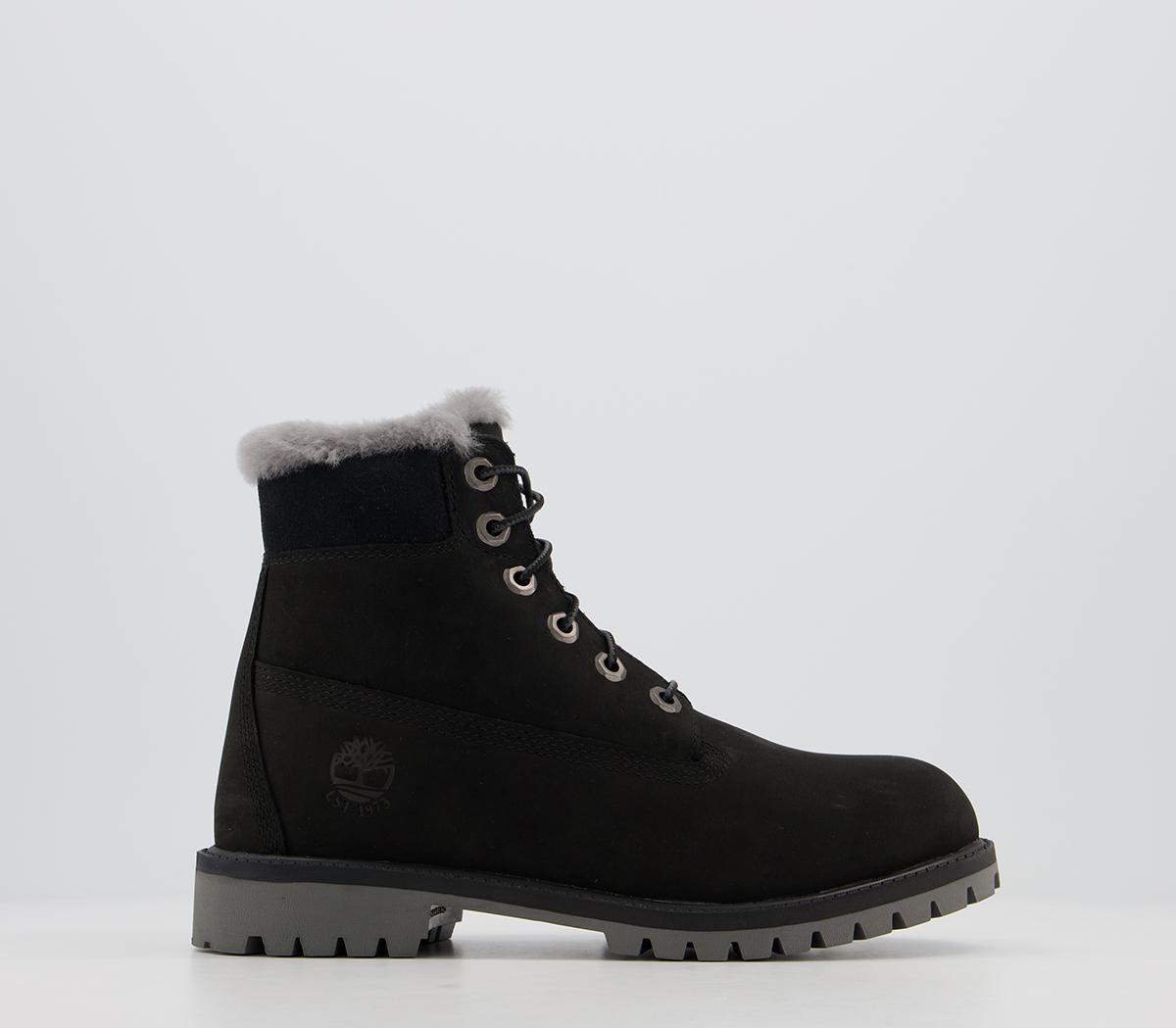 Timberland 6 Inch Fur Lined Junior Boots Timberland 6 Inch Fur Lined Junior Boots Black