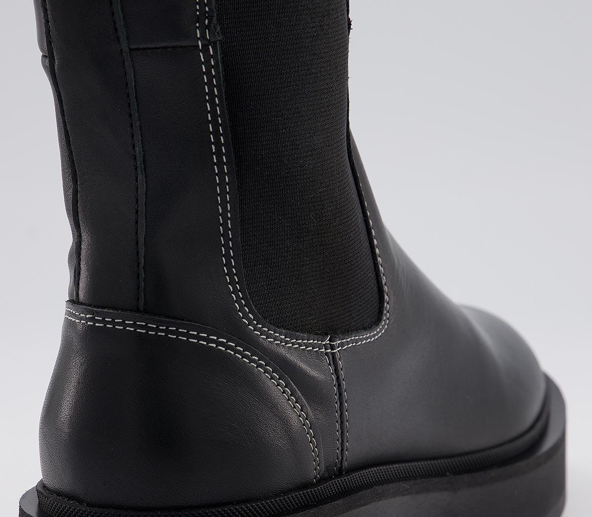 Office Kinley Feature Elastic Knee Boots Office Kinley Feature Elastic Knee Boots Black Leather