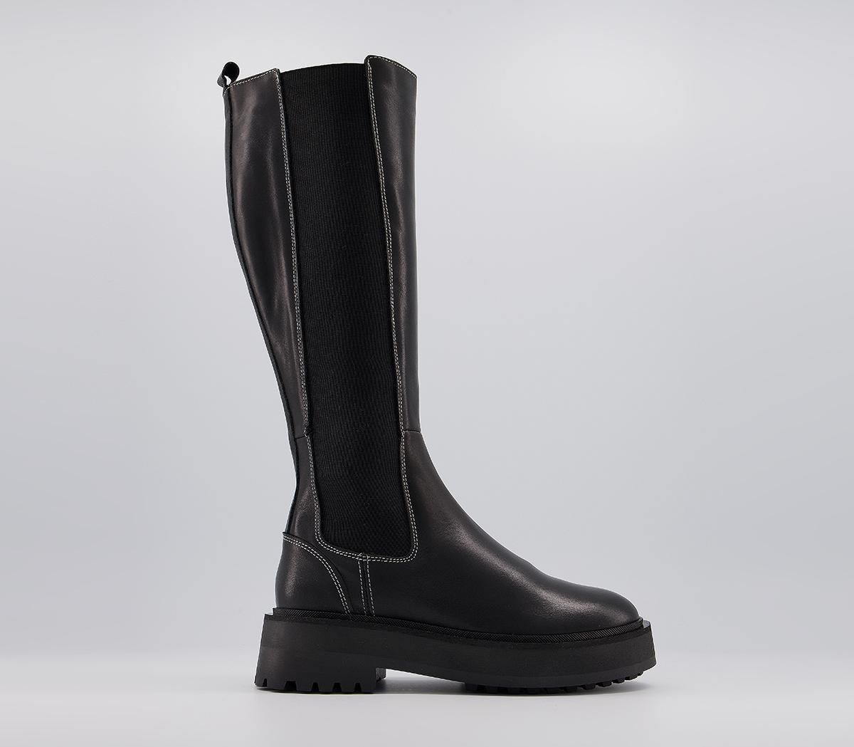 OFFICEKinley Feature Elastic Knee BootsBlack Leather