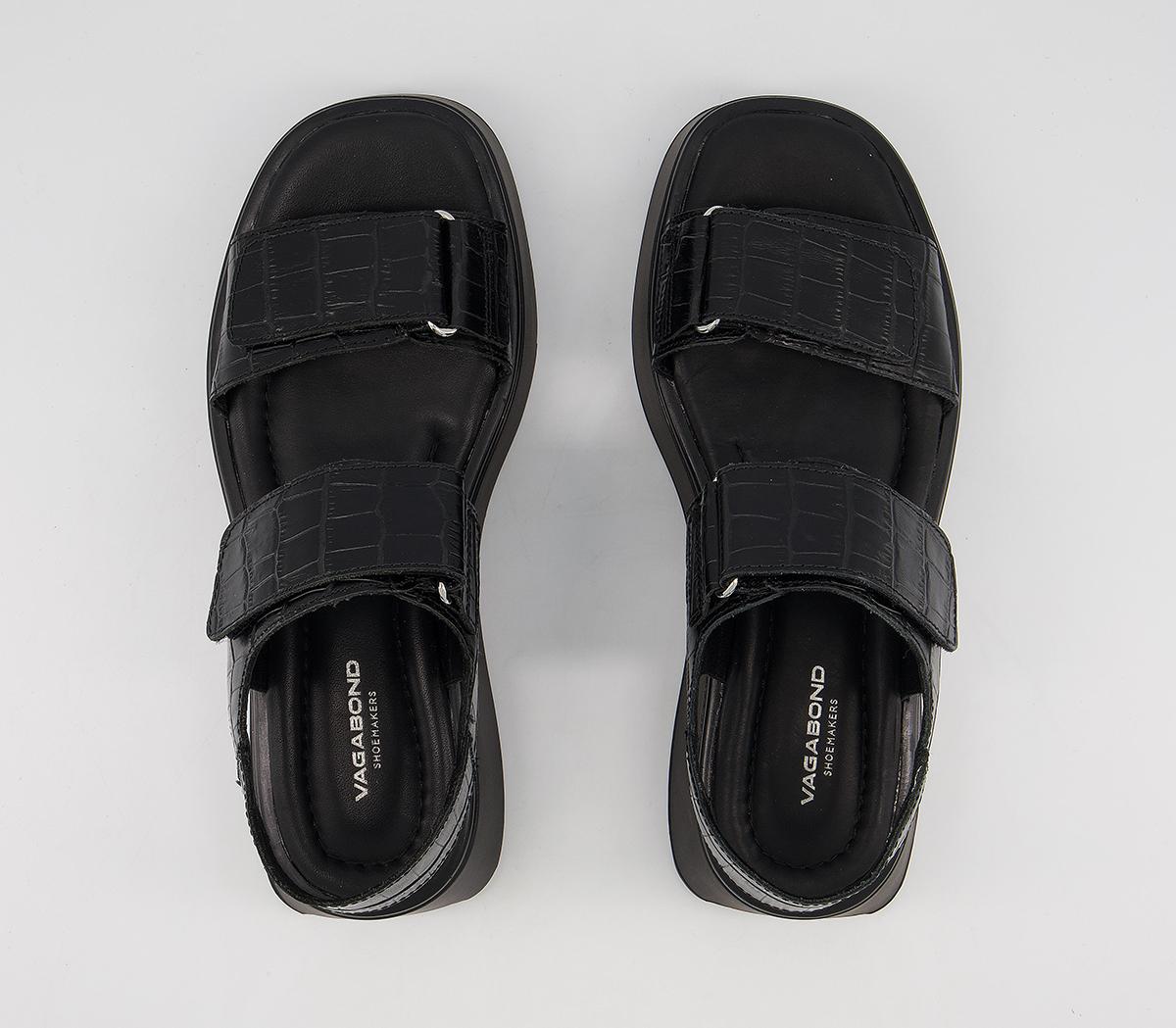 Vagabond ShoemakersCourtney 2 Strap SandalsBlack Croc Embossed