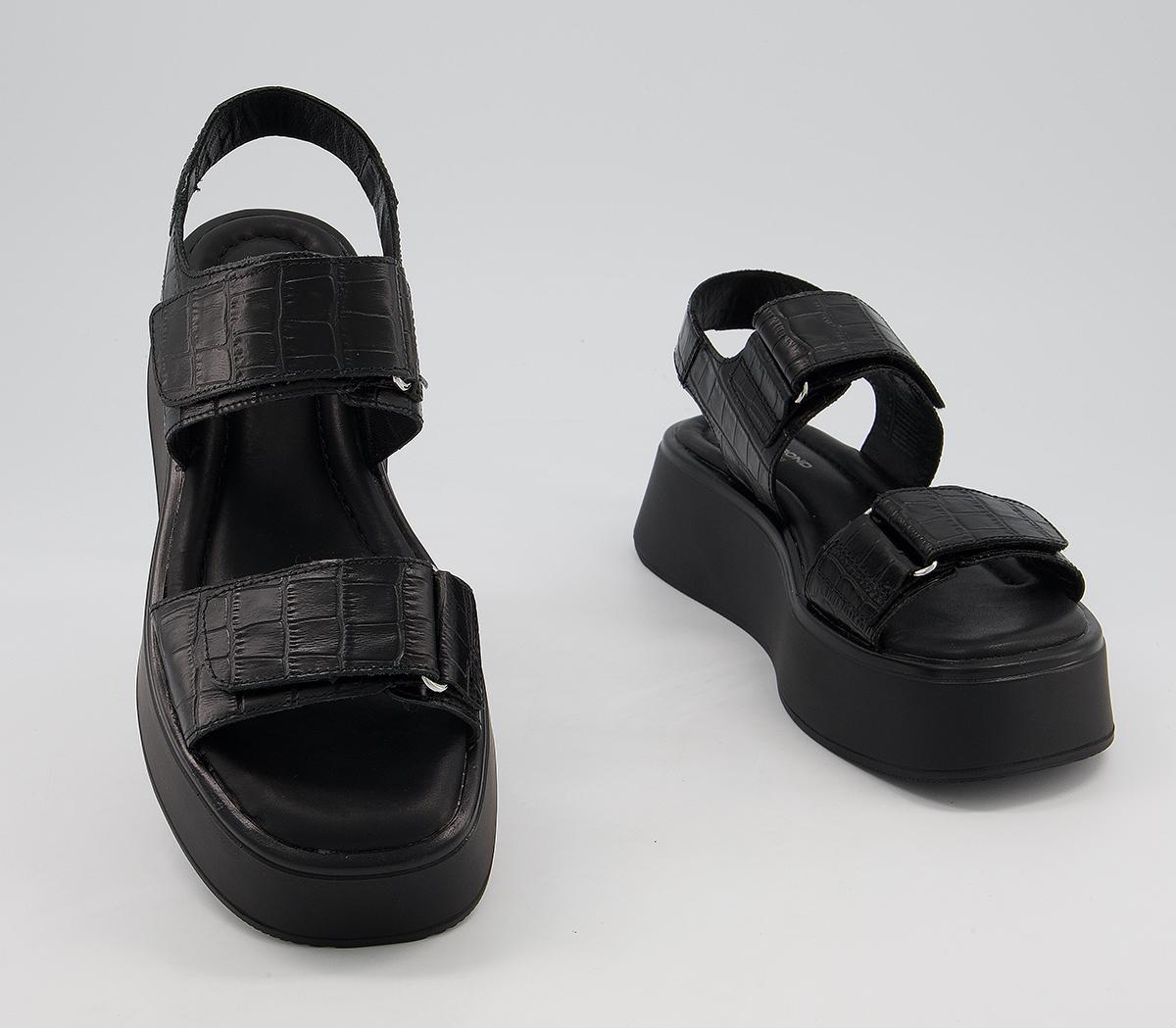 Vagabond ShoemakersCourtney 2 Strap SandalsBlack Croc Embossed