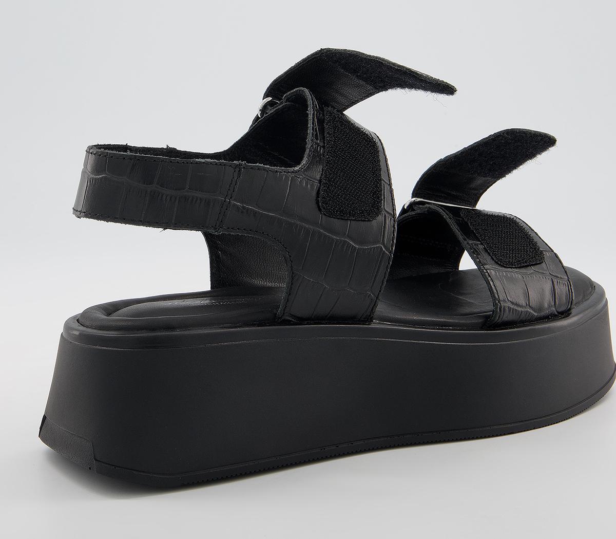 Vagabond ShoemakersCourtney 2 Strap SandalsBlack Croc Embossed