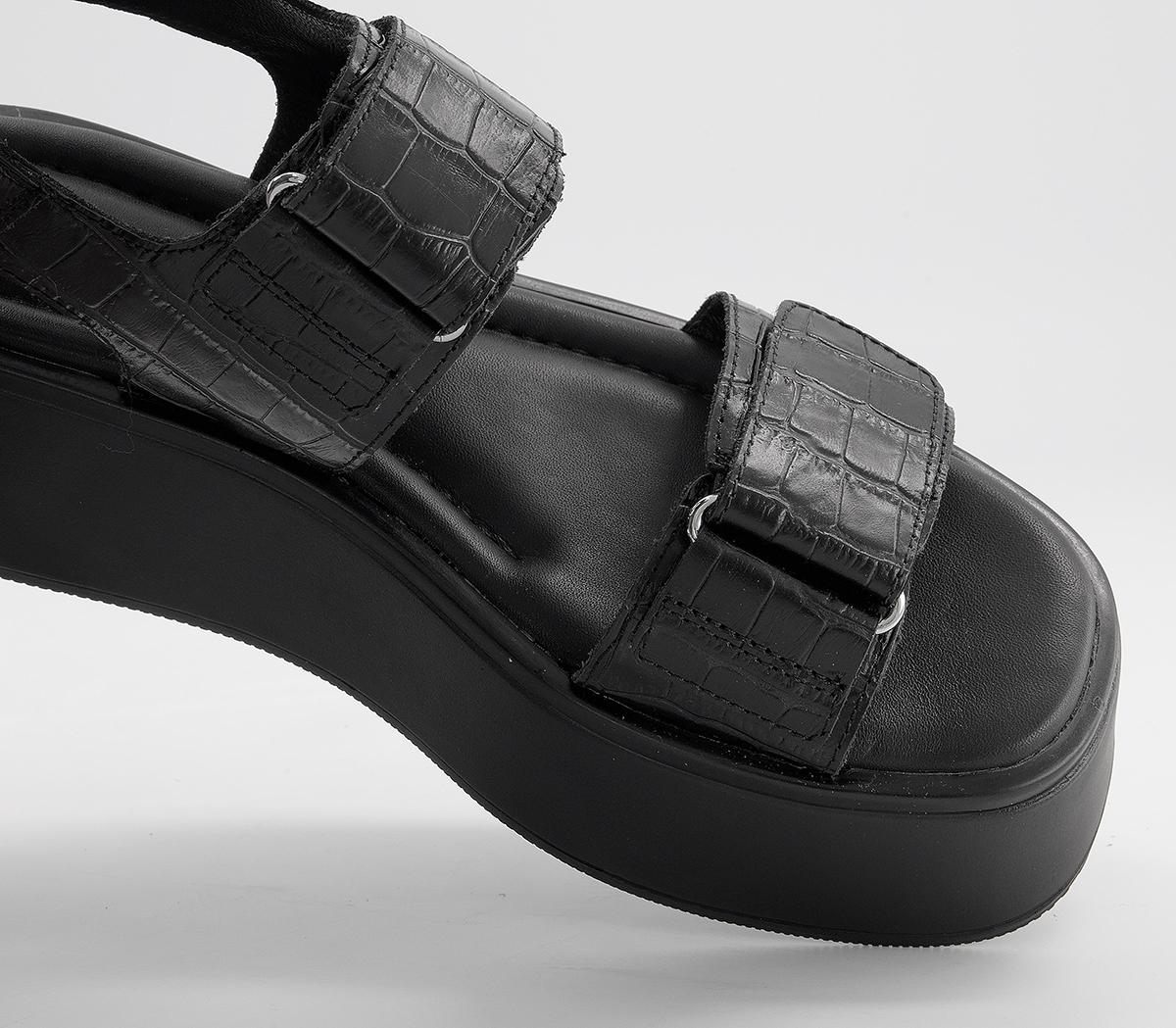 Vagabond ShoemakersCourtney 2 Strap SandalsBlack Croc Embossed
