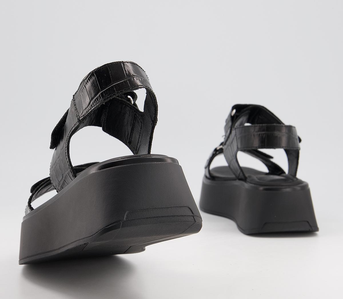 Vagabond ShoemakersCourtney 2 Strap SandalsBlack Croc Embossed