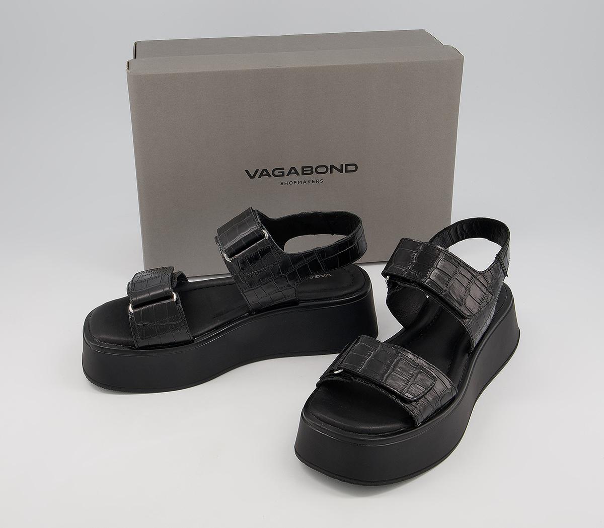 Vagabond ShoemakersCourtney 2 Strap SandalsBlack Croc Embossed