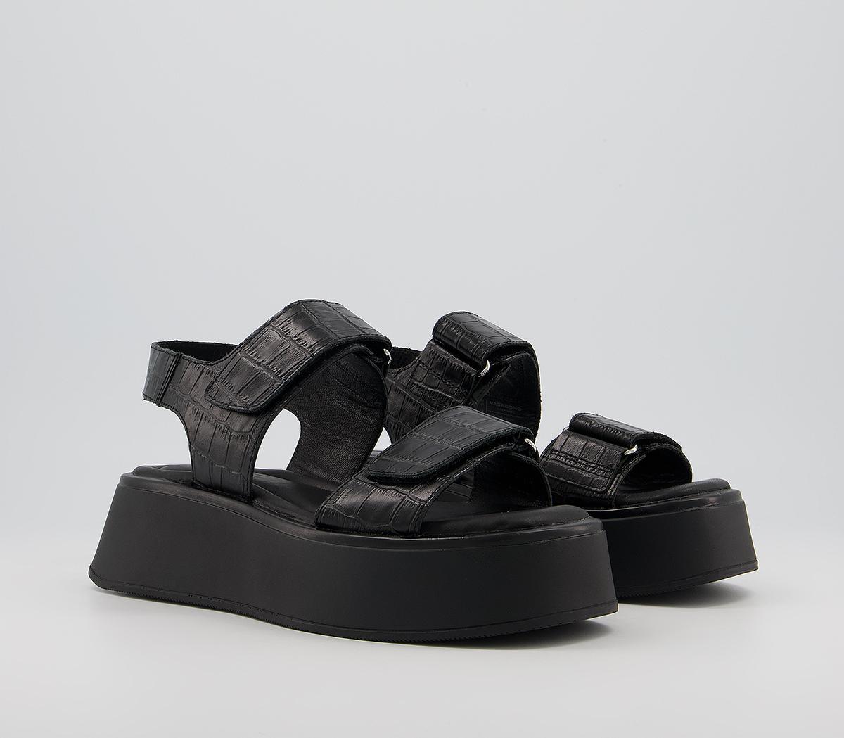 Vagabond ShoemakersCourtney 2 Strap SandalsBlack Croc Embossed
