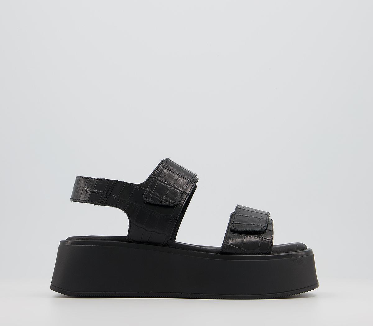 Vagabond ShoemakersCourtney 2 Strap SandalsBlack Croc Embossed