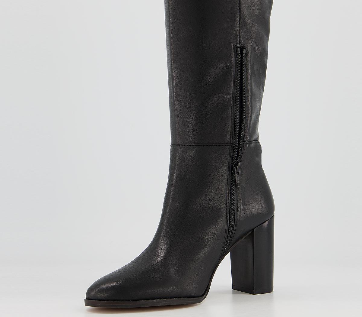 Office Kaitlyn - Block Heel Knee Boots Office Kaitlyn - Block Heel Knee Boots Black Leather