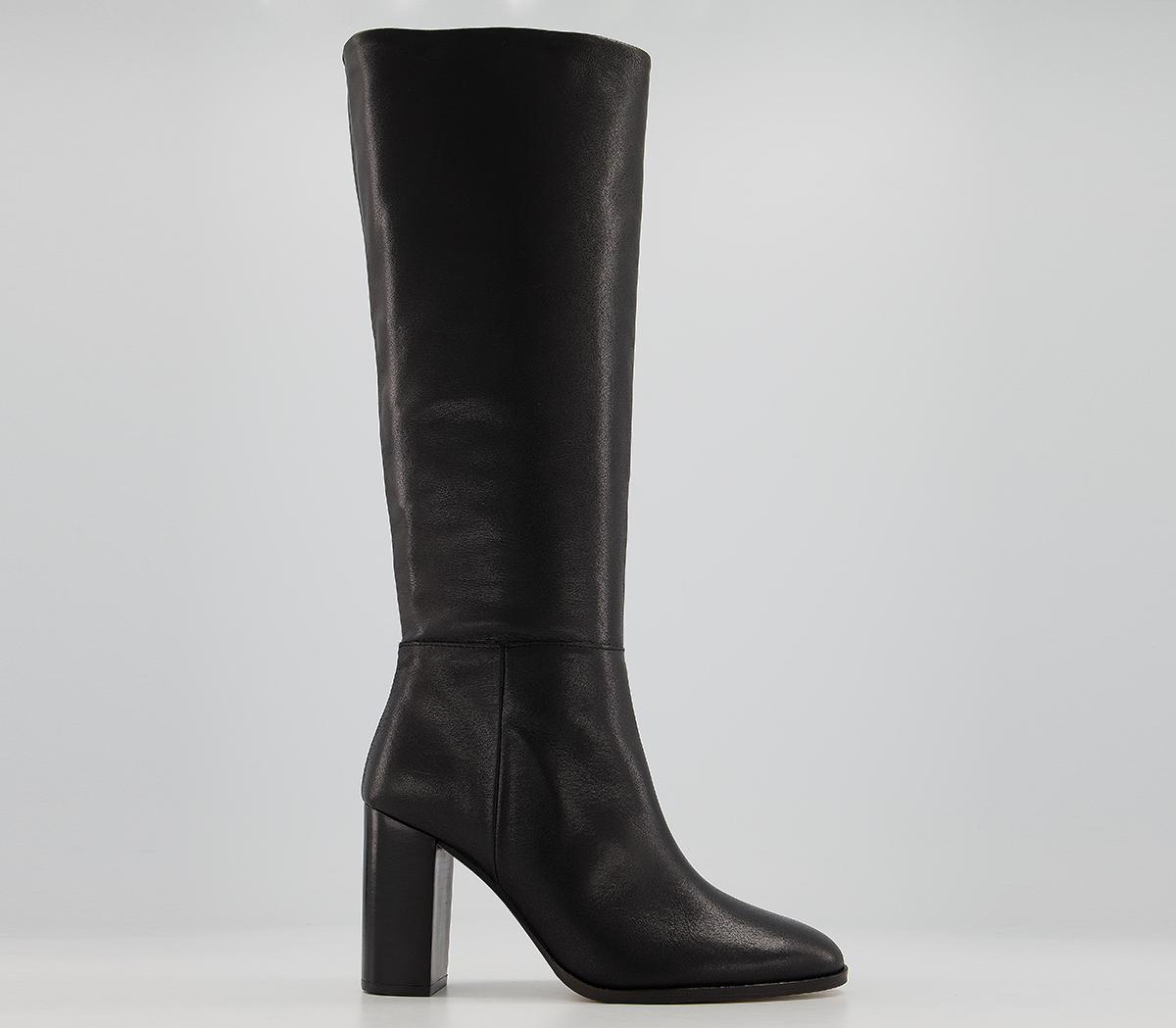 OfficeKaitlyn - Block Heel Knee BootsBlack Leather