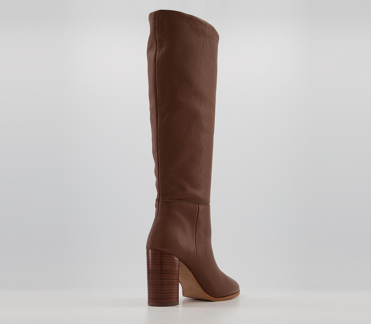 Office Kaitlyn - Block Heel Knee Boots Office Kaitlyn - Block Heel Knee Boots Tan Leather