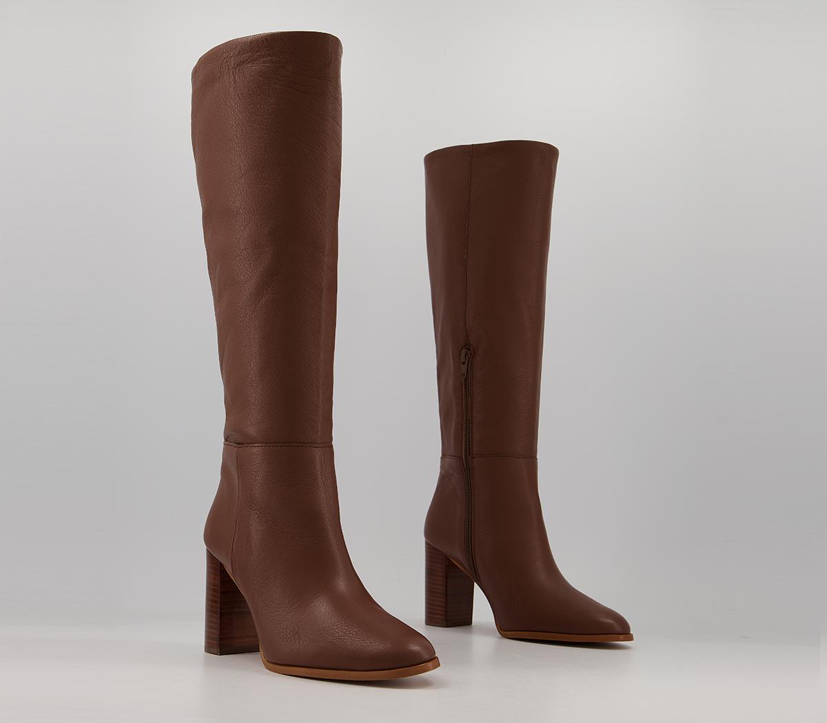 Office Kaitlyn - Block Heel Knee Boots Office Kaitlyn - Block Heel Knee Boots Tan Leather