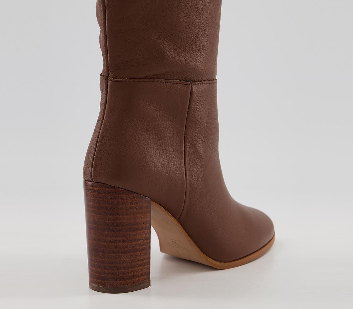 Office Kaitlyn - Block Heel Knee Boots Office Kaitlyn - Block Heel Knee Boots Tan Leather