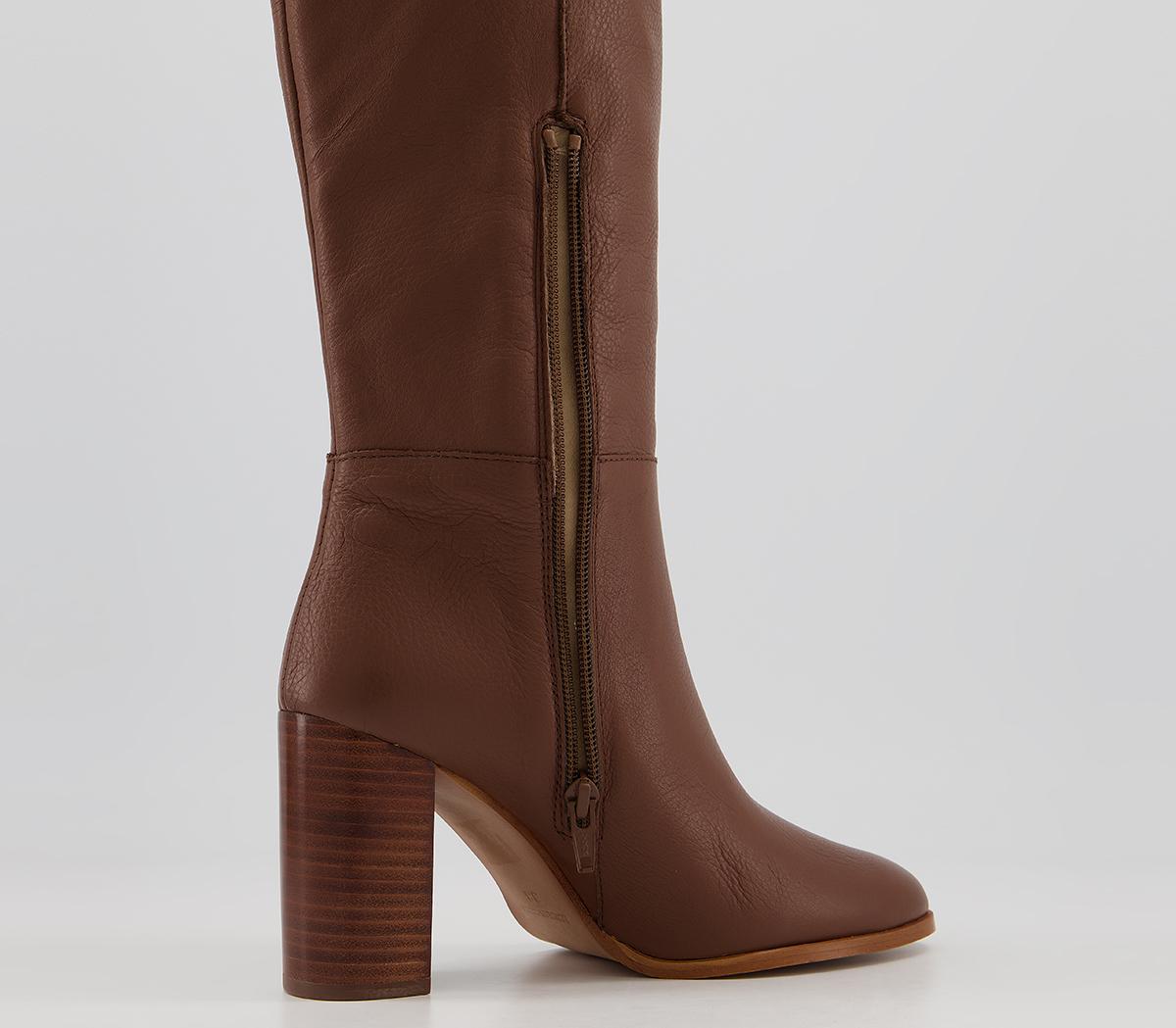 Office Kaitlyn - Block Heel Knee Boots Office Kaitlyn - Block Heel Knee Boots Tan Leather