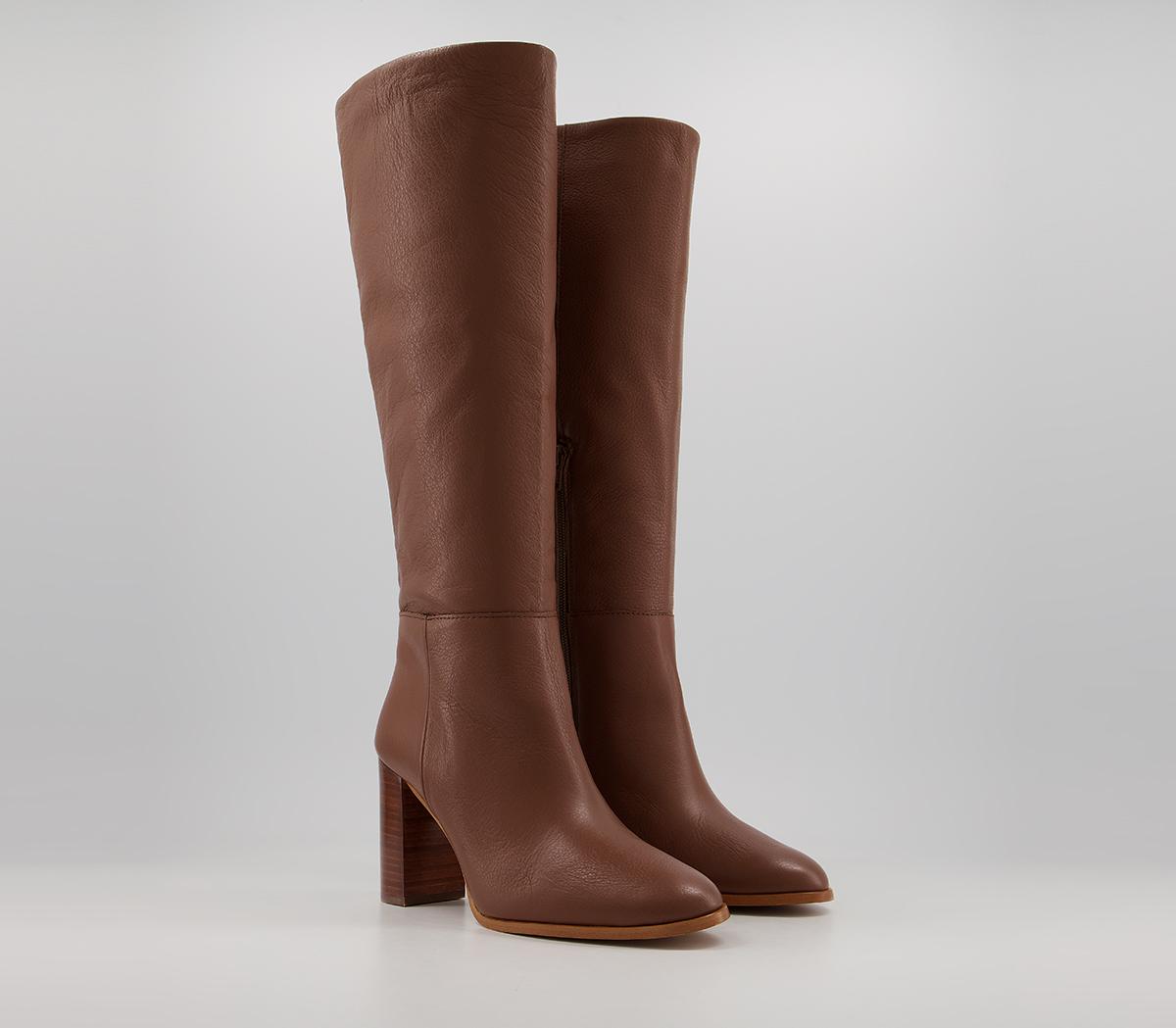 Office Kaitlyn - Block Heel Knee Boots Office Kaitlyn - Block Heel Knee Boots Tan Leather