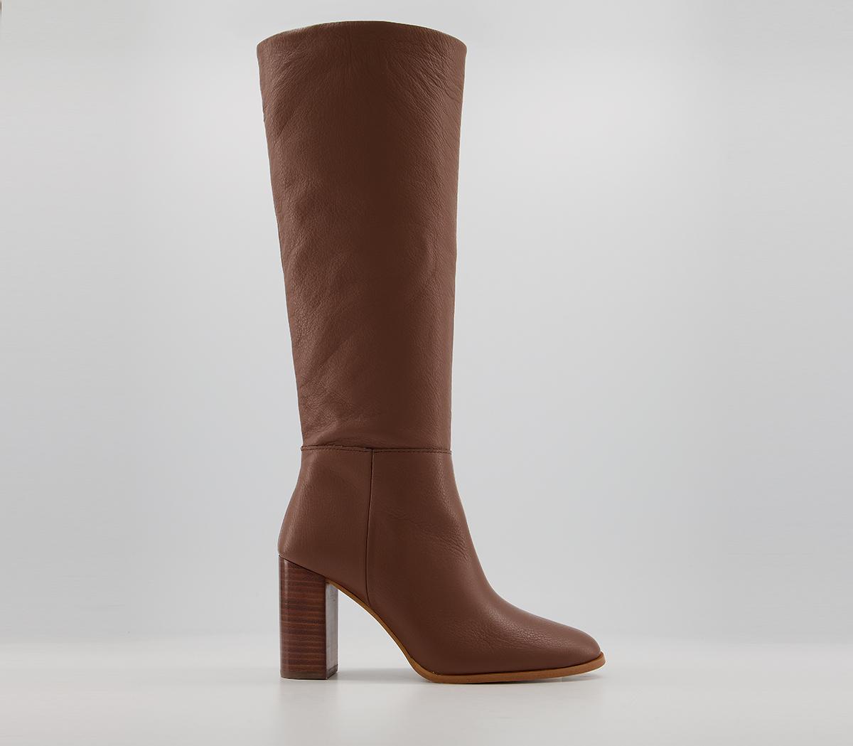 Tan knee high store boots block heel