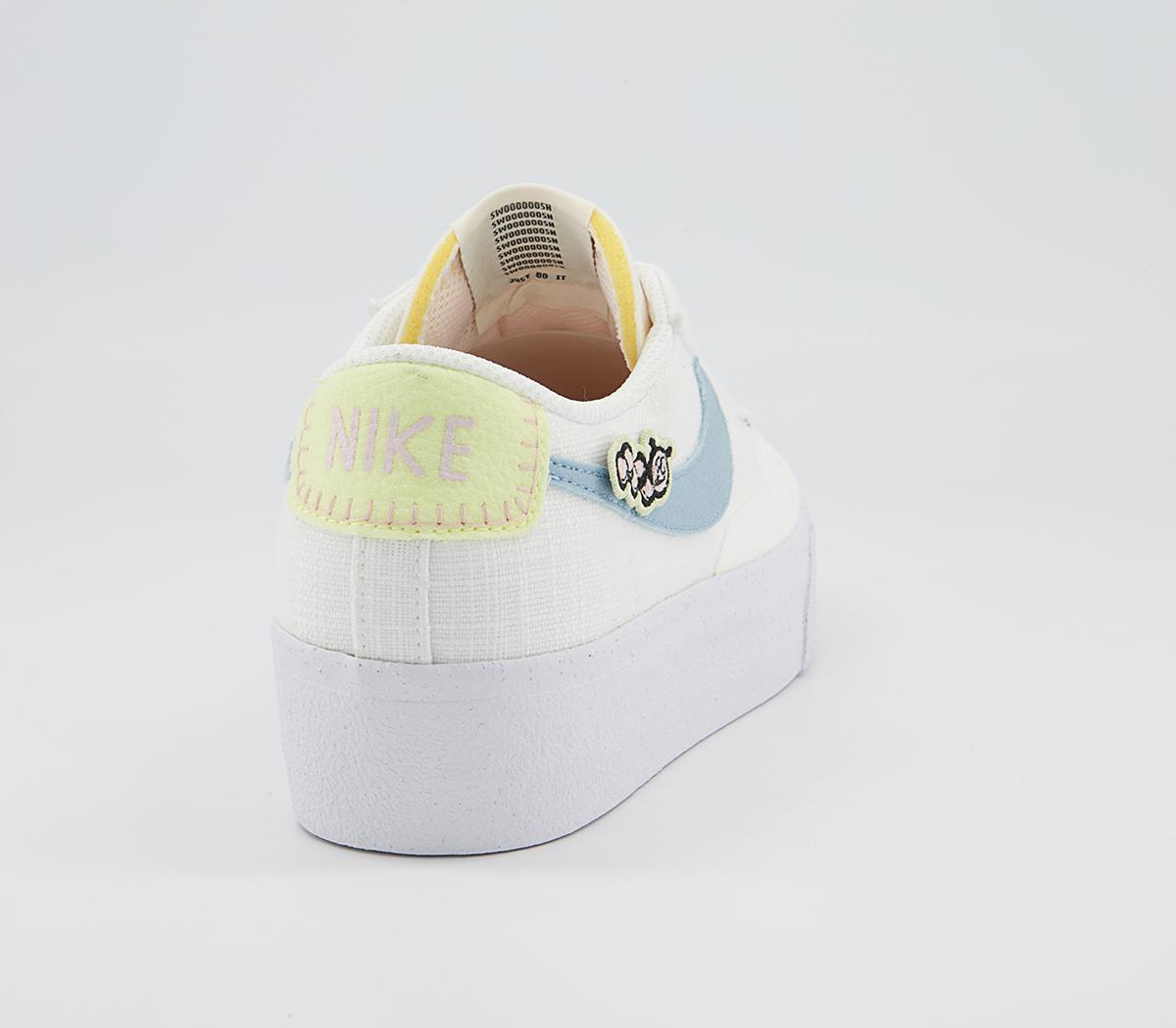 Nike Blazer Low Platform Trainers Nike Blazer Low Platform Trainers White Boarder Blue Pink Oxford