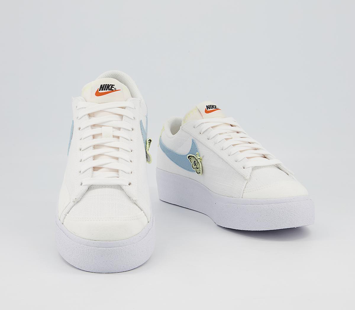 Nike Blazer Low Platform Trainers White Boarder Blue Pink Oxford ...