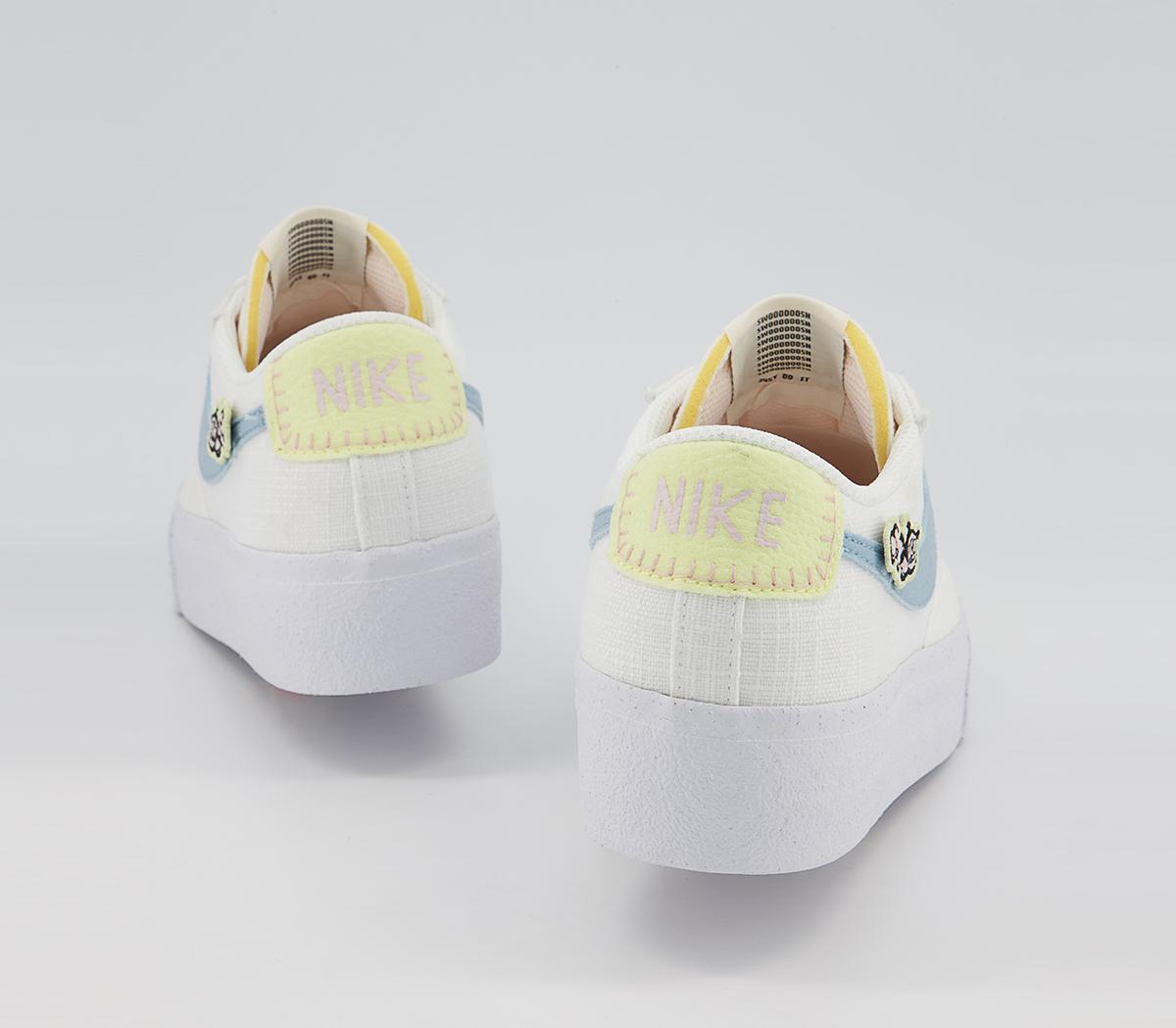Nike Blazer Low Platform Trainers Nike Blazer Low Platform Trainers White Boarder Blue Pink Oxford