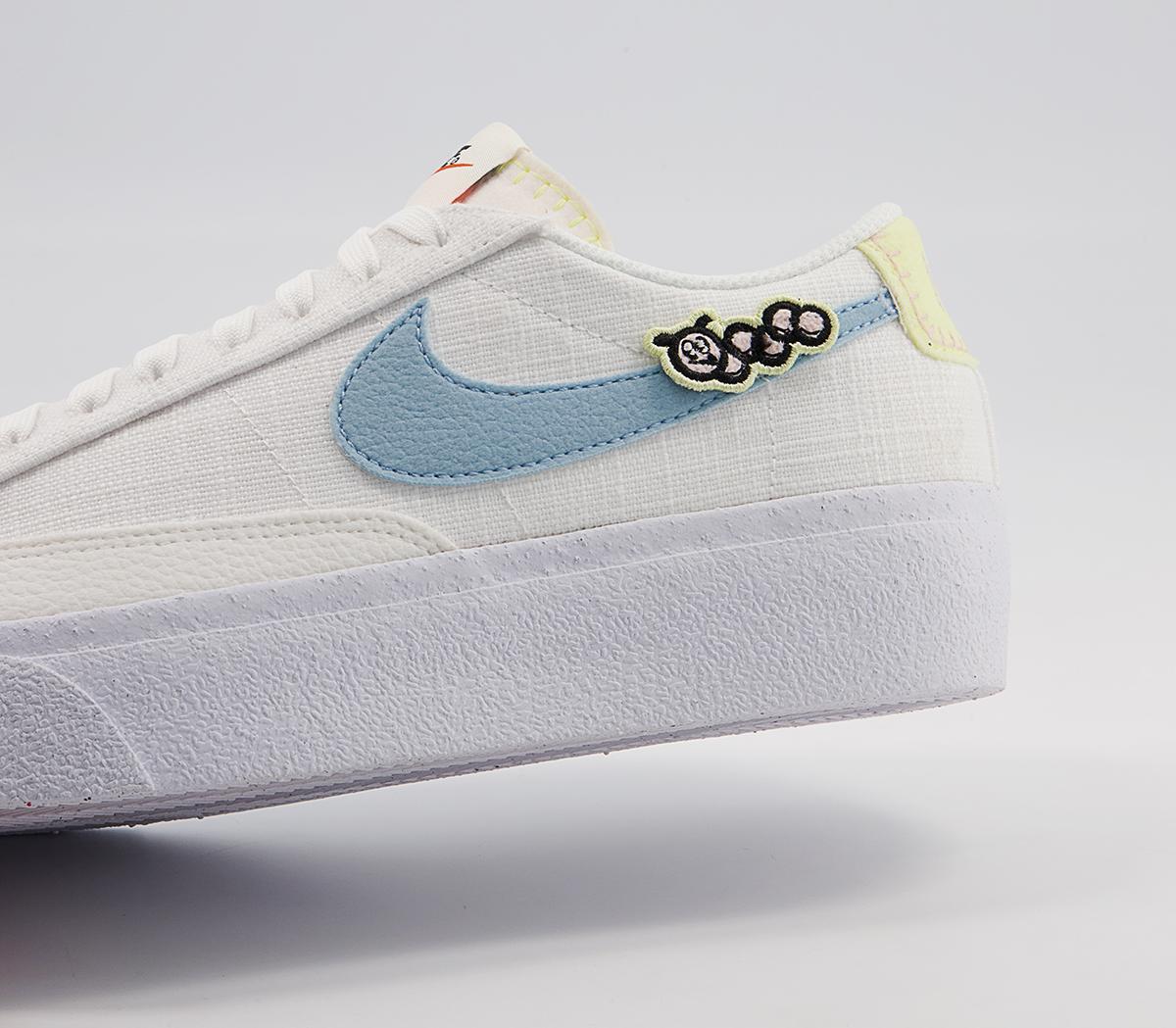 Nike Blazer Low Platform Trainers Nike Blazer Low Platform Trainers White Boarder Blue Pink Oxford