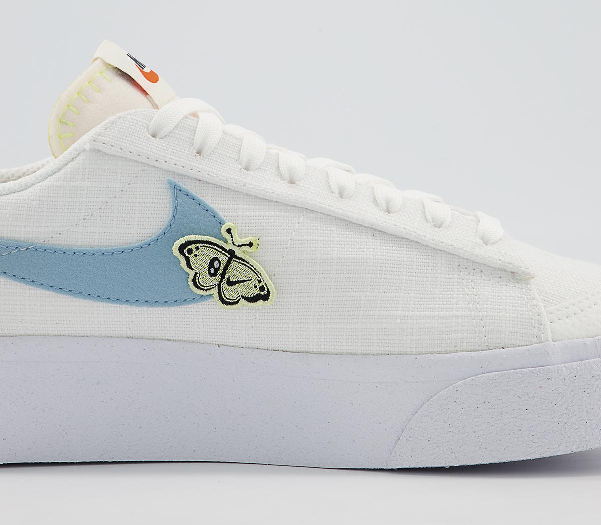 Nike Blazer Low Platform Trainers Nike Blazer Low Platform Trainers White Boarder Blue Pink Oxford