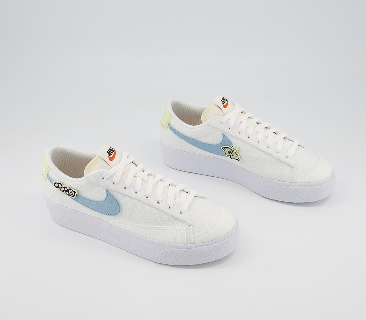 Nike Blazer Low Platform Trainers Nike Blazer Low Platform Trainers White Boarder Blue Pink Oxford