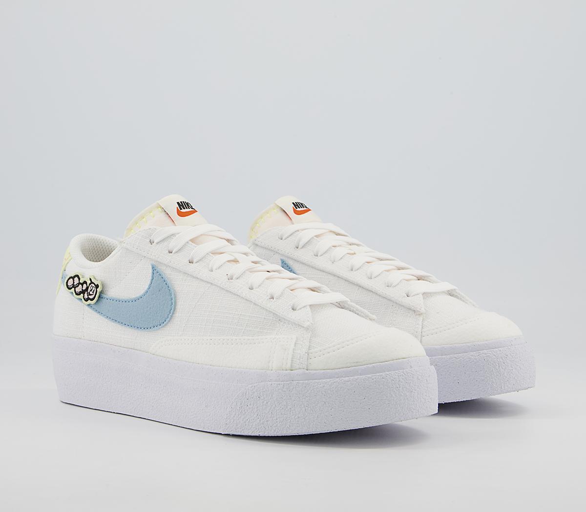 Nike Blazer Low Platform Trainers Nike Blazer Low Platform Trainers White Boarder Blue Pink Oxford
