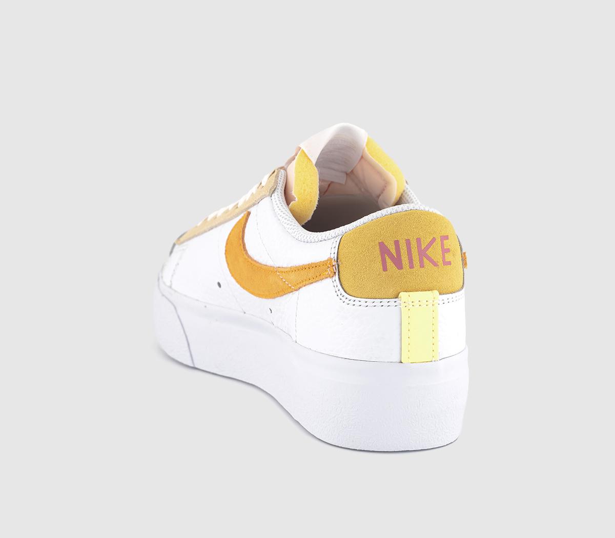 NikeBlazer Low Platform TrainersWhite Vivid Orange Citron Pulse Adobe