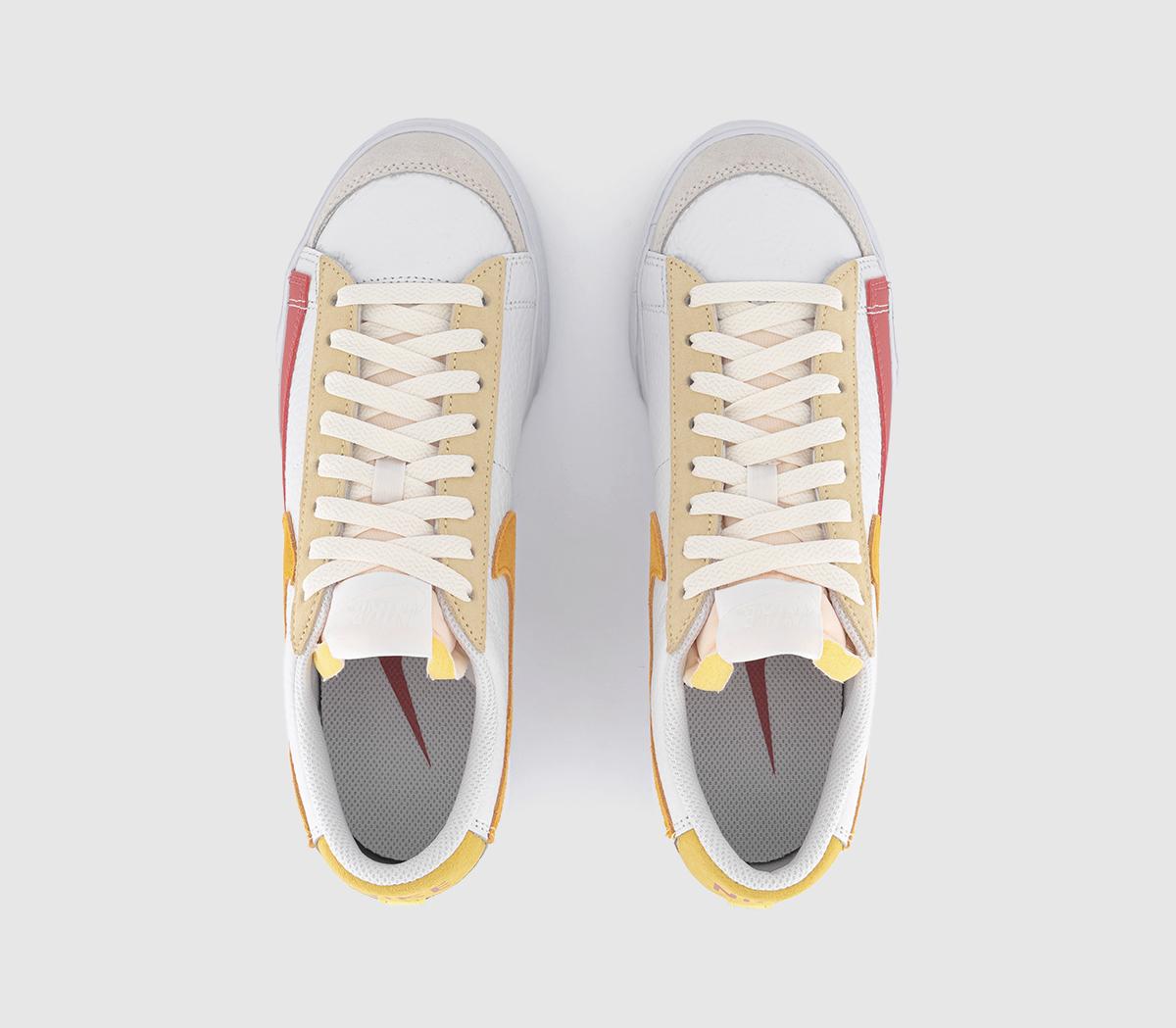 NikeBlazer Low Platform TrainersWhite Vivid Orange Citron Pulse Adobe