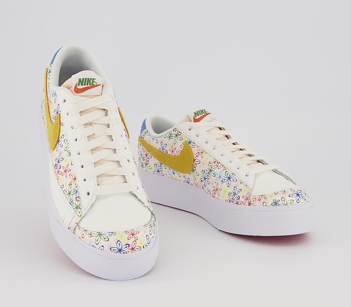 Nike Blazer Low Platform Trainers Nike Blazer Low Platform Trainers Sail University Blue Vivid Sulfur