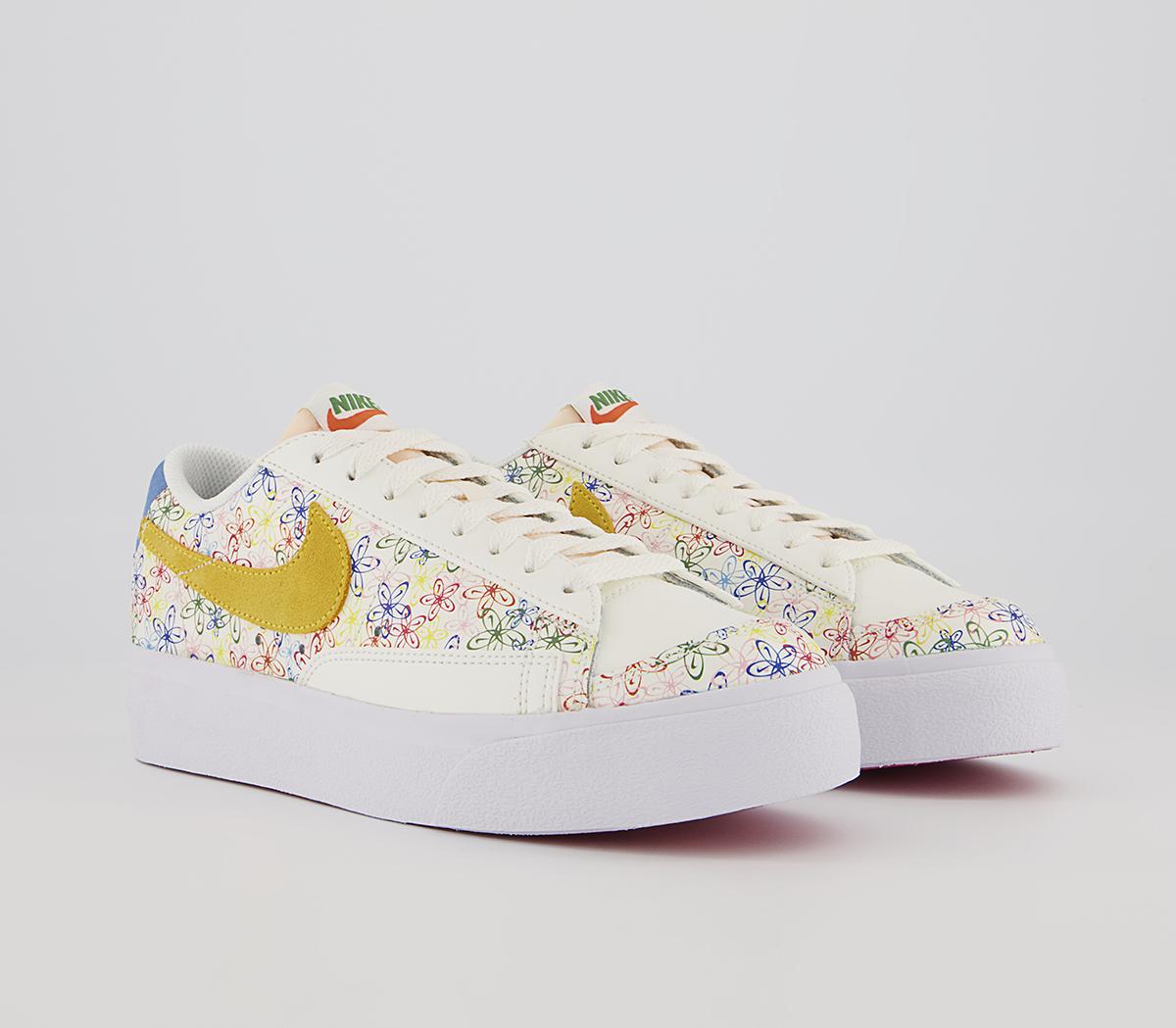 Nike Blazer Low Platform Trainers Nike Blazer Low Platform Trainers Sail University Blue Vivid Sulfur