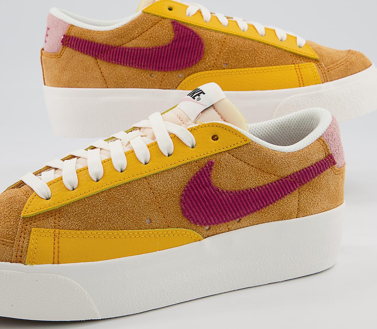 Nike Blazer Low Platform Trainers Nike Blazer Low Platform Trainers Sunset Rush Maroon University Gold