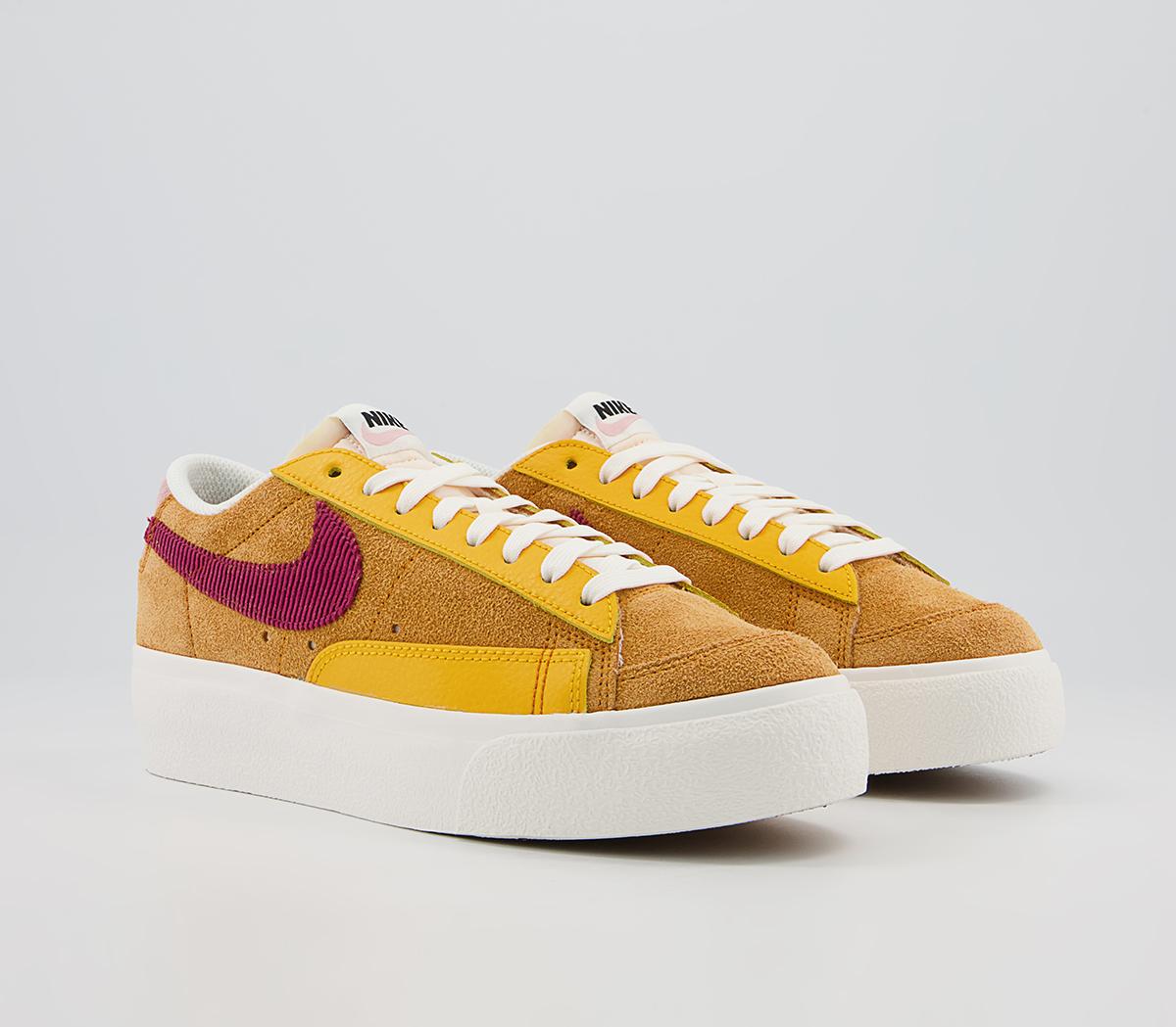 Nike Blazer Low Platform Trainers Nike Blazer Low Platform Trainers Sunset Rush Maroon University Gold